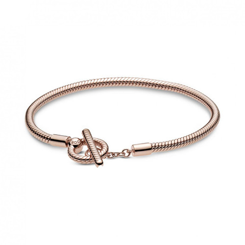 Pandora - Bracelet Métal doré à l'or rose fin 585/1000 Maille Serpent Barre avec Fermoir en T  Pandora Icons - Bracelet de marque