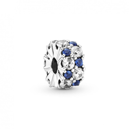 Pandora - Charm argent Clip Scintillant Incolore & Bleu Pandora Timeless - Bijoux charms multicolore