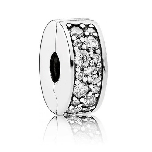 Pandora - Charm Clip Pavé Transparent Pandora Moments Argent 925/1000ᵉ - Promo bijoux charms 20 a 30