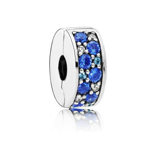 Pandora - Charm Clip Pavé Bleu Pandora Moments Argent 925/1000ᵉ - Charms et perles