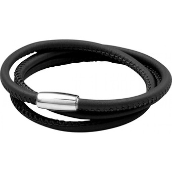Bracelet Tissu Noir Argent B2801