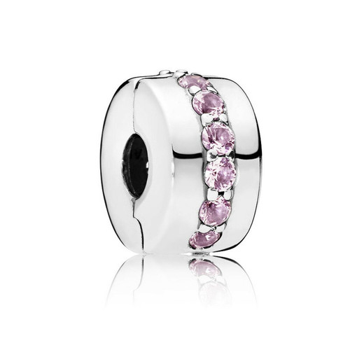 Pandora - Charm Clip Rangée Scintillante Rose Pandora Moments Argent 925/1000ᵉ - Bijoux charms rose