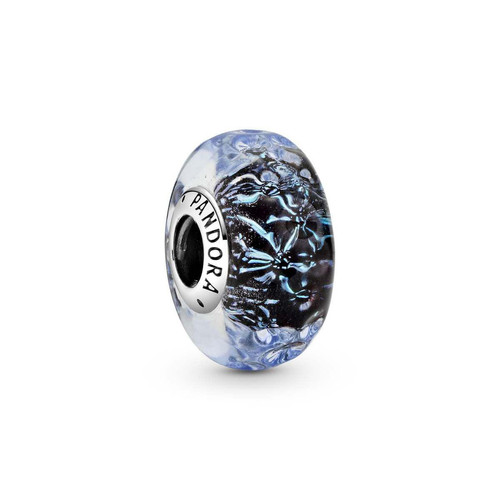 Pandora - Charm argent Océan Verre de Murano Bleu Foncé Ondulé Pandora Colours - Charms pandora argent symbole