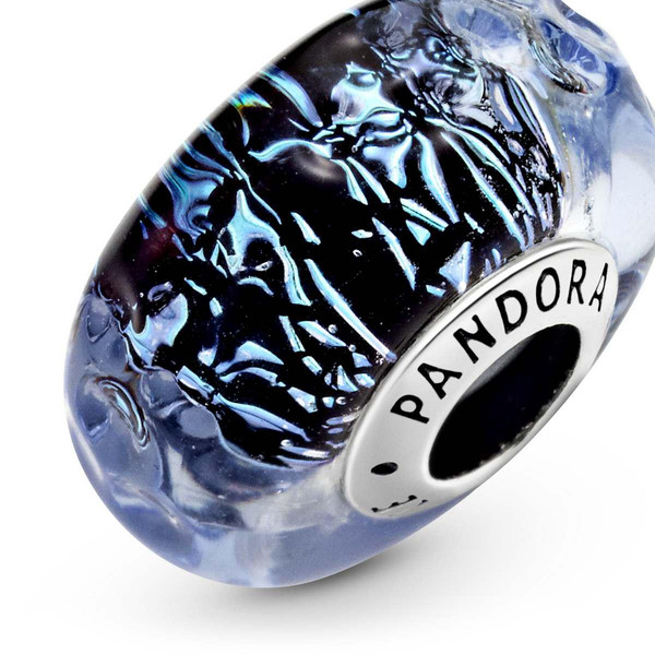 Pandora Charm argent Océan Verre de Murano Bleu Foncé Ondulé Pandora Colours 798938C00