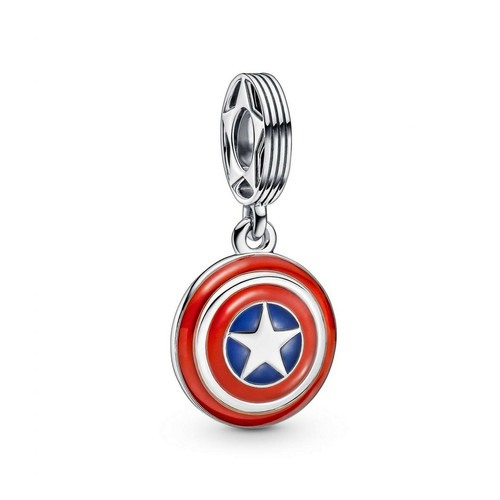 Pandora - Charm argent pendant Marvel x Pandora The Avengers  Bouclier Captain America - Bijoux charms rouge