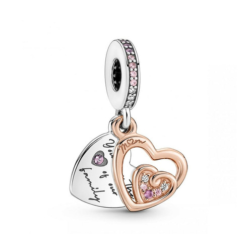 Pandora - Double Charm Pendant Cœurs de l’Infini Entremêlés Rose - Pandora Moments - Charms pandora rose