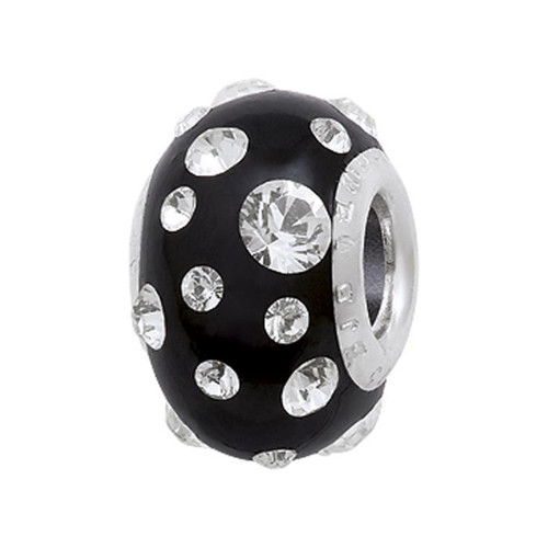 Amore & Baci - Perle noire avec cristal Swarovski - Charms en argent