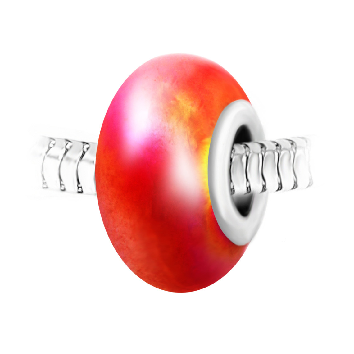 So Charm Bijoux Charm perle verre nacrée rouge et acier par SC Crystal BEA0120