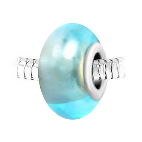 So Charm Bijoux Charm perle verre bleu et acier par SC Crystal BEA0141