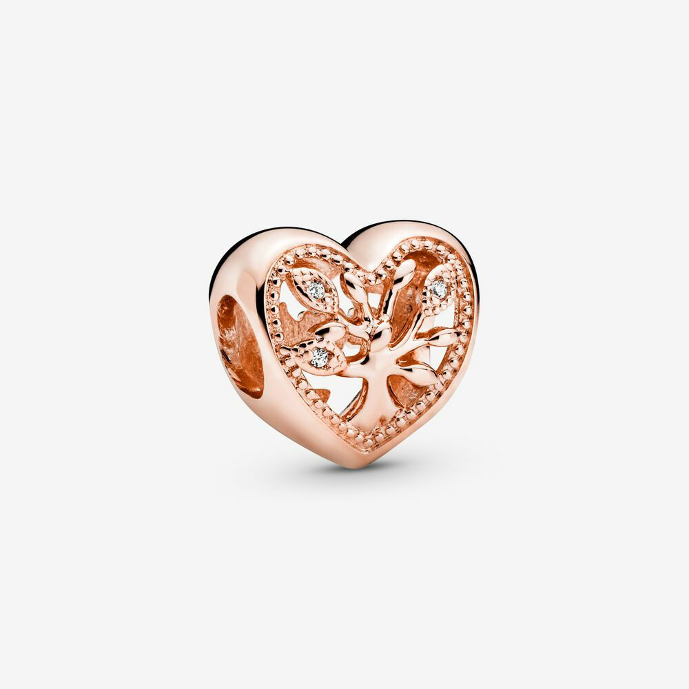 Pandora Charm Métal doré à l'or rose fin 585/1000 Cœur Arbre de Vie Ajouré  Fête des mères 788826C01