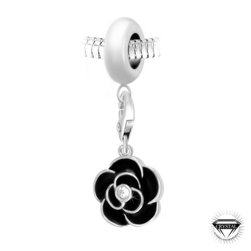So Charm Bijoux Charm perle Rose Noire orné de cristaux Swarovski par SC Crystal Paris® BEA0044+CH0175-argent