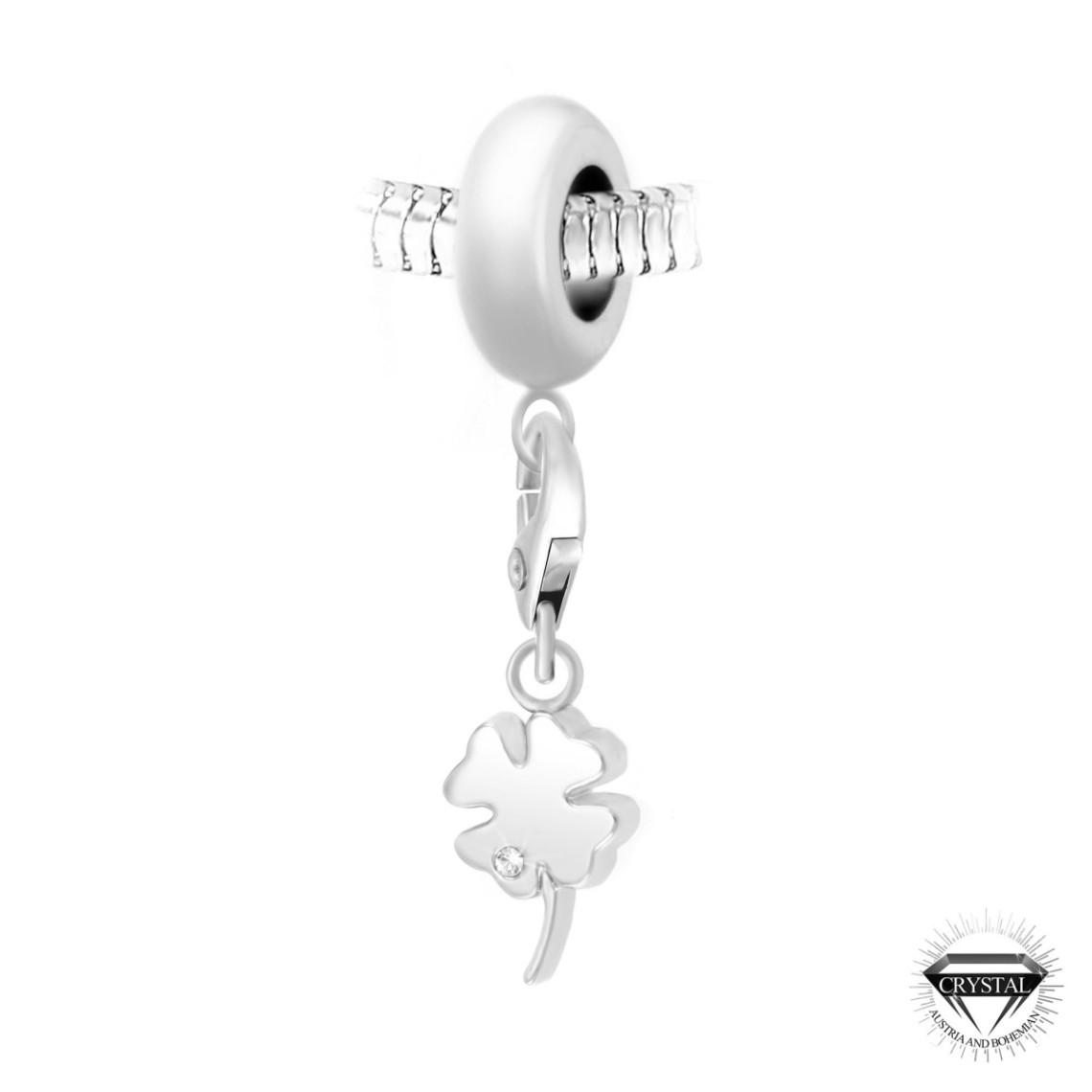 So Charm Bijoux Charm perle trèfle orné de cristaux Swarovski par SC Crystal Paris® BEA0044+CH0208-argent