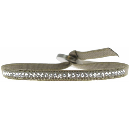 Les Interchangeables - Bracelet Tissu Vert Cristaux Swarovski A17648 - Bijoux tissu