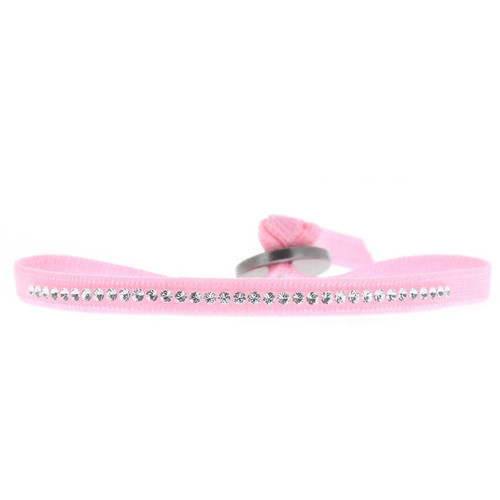 Les Interchangeables - Bracelet Tissu Rose Cristaux Swarovski A17654 - Bijoux tissu