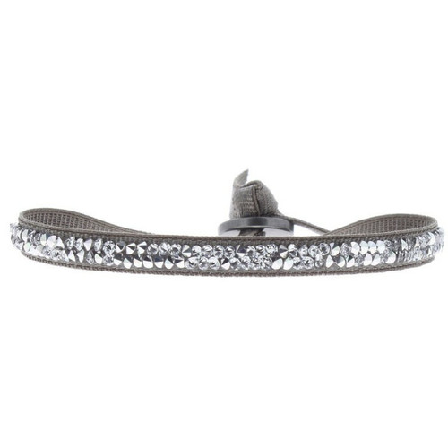 Les Interchangeables - Bracelet Tissu Marron Cristaux Swarovski A24930 - Bracelet de marque