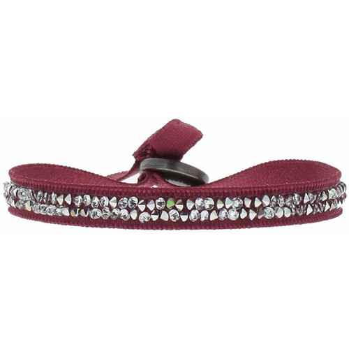 Les Interchangeables - Bracelet Tissu Rouge Cristaux Swarovski A24934 - Bijoux rouge de marque