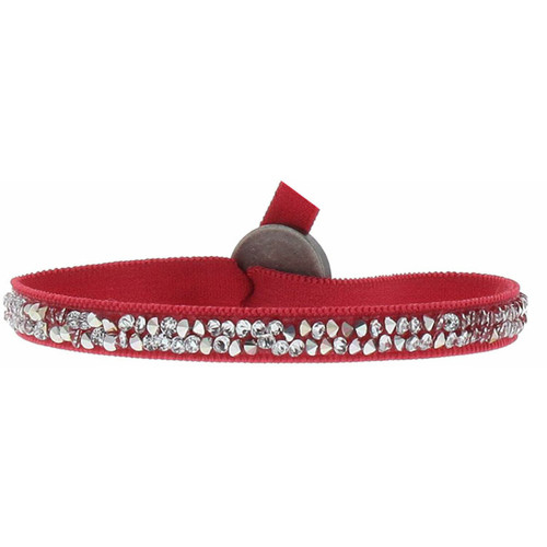 Les Interchangeables - Bracelet Tissu Rouge Cristaux Swarovski A24939 - Bijoux rouge de marque