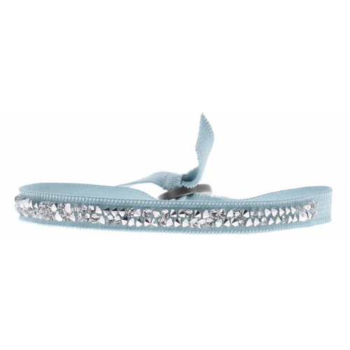Les Interchangeables - Bracelet Tissu Bleu Cristaux Swarovski A24953 - Bracelet les interchangeables
