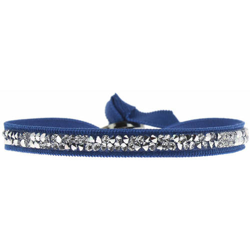 Les Interchangeables - Bracelet Tissu Bleu Cristaux Swarovski A24959 - Bijoux turquoise de marque