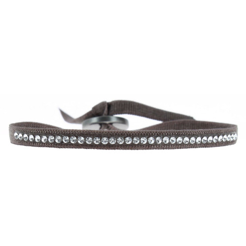 Les Interchangeables - Bracelet Tissu Marron Cristaux Swarovski A30483 - Bracelet les interchangeables bracelet