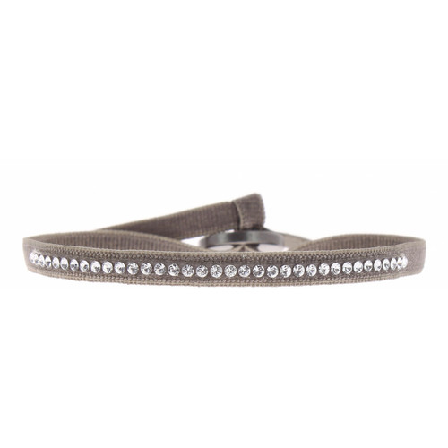 Les Interchangeables - Bracelet Tissu Marron Cristaux Swarovski A31586 - Bracelet de marque