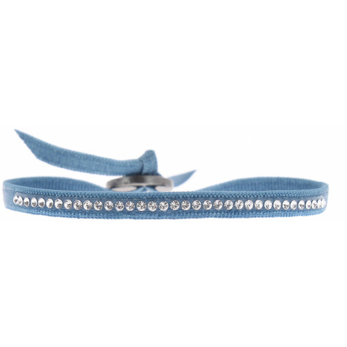 Les Interchangeables - Bracelet Tissu Bleu Cristaux Swarovski A31908 - Bijoux de marque