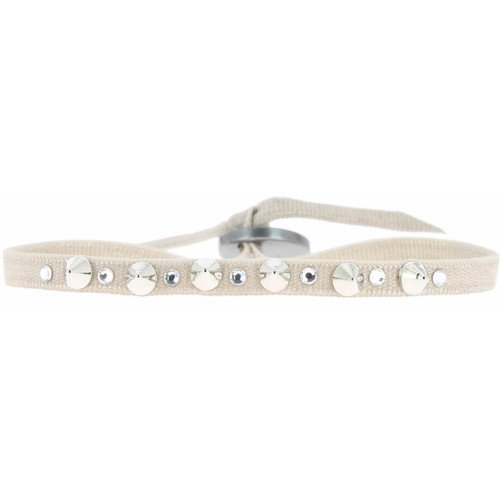 Les Interchangeables - Bracelet Tissu Beige Cristaux Swarovski A32525 - Bracelet de marque