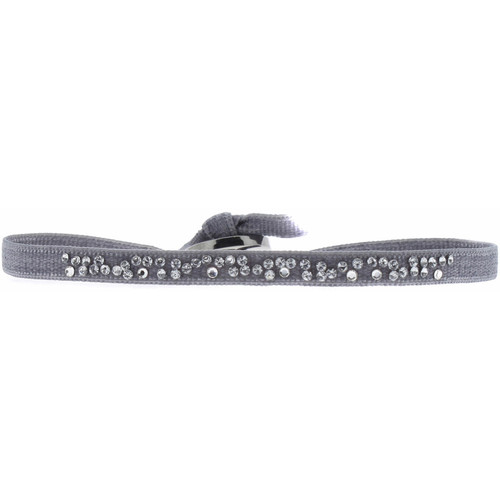 Les Interchangeables - Bracelet Tissu Gris Cristaux Swarovski A34660 - Bijoux gris