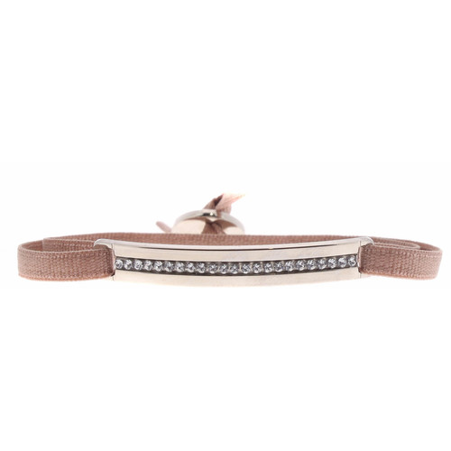 Les Interchangeables - Bracelet Tissu Beige Cristaux Swarovski A34783 - Bijoux tissu