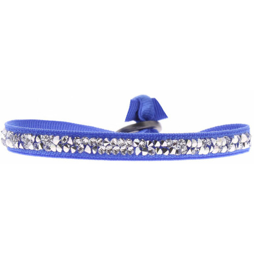 Les Interchangeables - Bracelet Tissu Bleu Cristaux Swarovski A35066 - Bijoux de marque