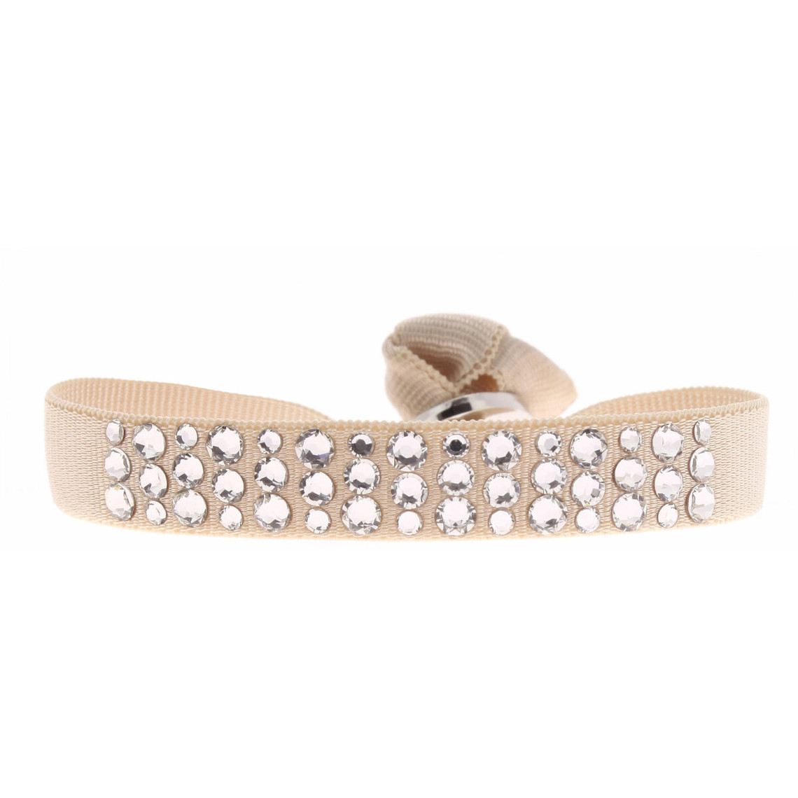 bracelet tissu beige cristaux swarovski a35524