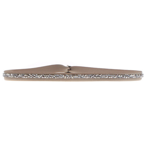 Les Interchangeables - Bracelet Tissu Beige Cristaux Swarovski A35893 - Bijoux tissu
