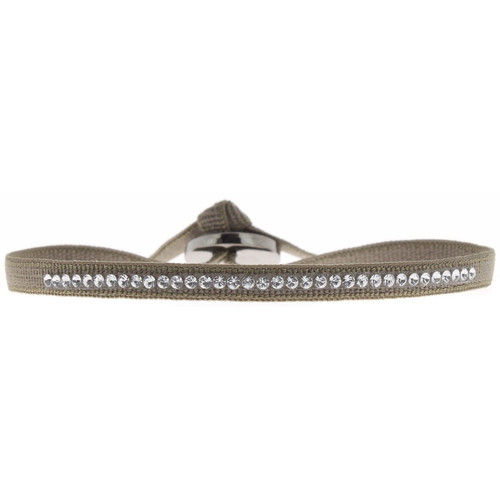Les Interchangeables - Bracelet Tissu Marron Cristaux Swarovski A36394 - Bijoux tissu