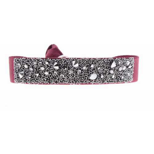 Les Interchangeables - Bracelet Tissu Rouge Cristaux Swarovski A36476 - Bijoux rouge de marque