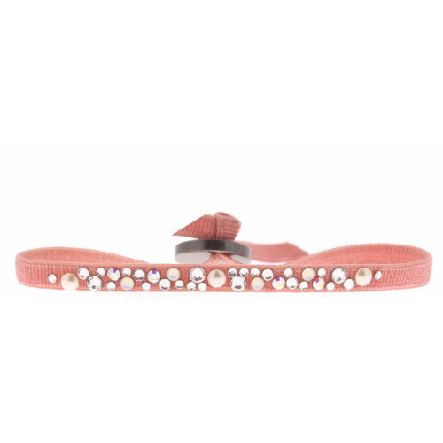Les Interchangeables - Bracelet Tissu Rose Cristaux Swarovski A36658 - Bijoux de marque rose