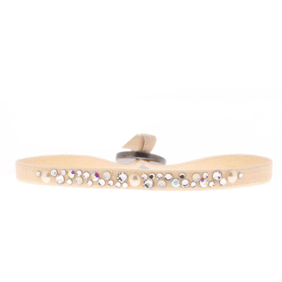 bracelet tissu beige cristaux swarovski a36709
