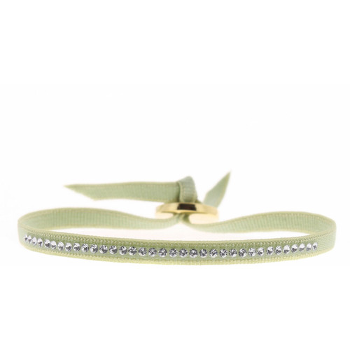 Les Interchangeables - Bracelet Tissu Beige Cristaux Swarovski A36783 - Bijoux tissu