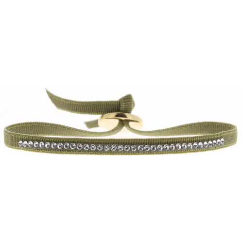 Les Interchangeables - Bracelet Tissu Vert Cristaux Swarovski A36784 - Bracelet de marque
