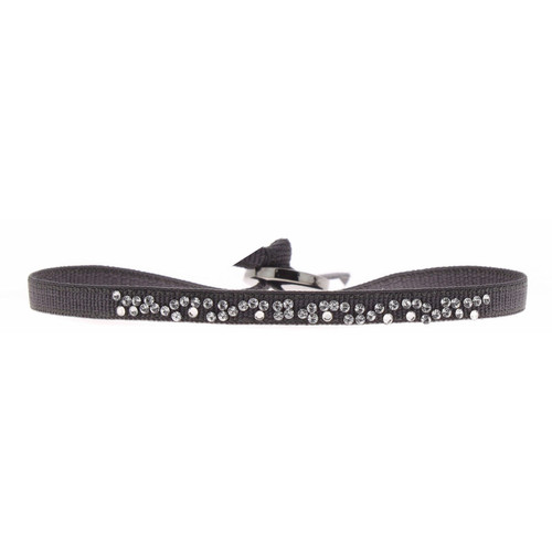 Les Interchangeables - Bracelet Tissu Gris Cristaux Swarovski A38412 - Bracelet de marque