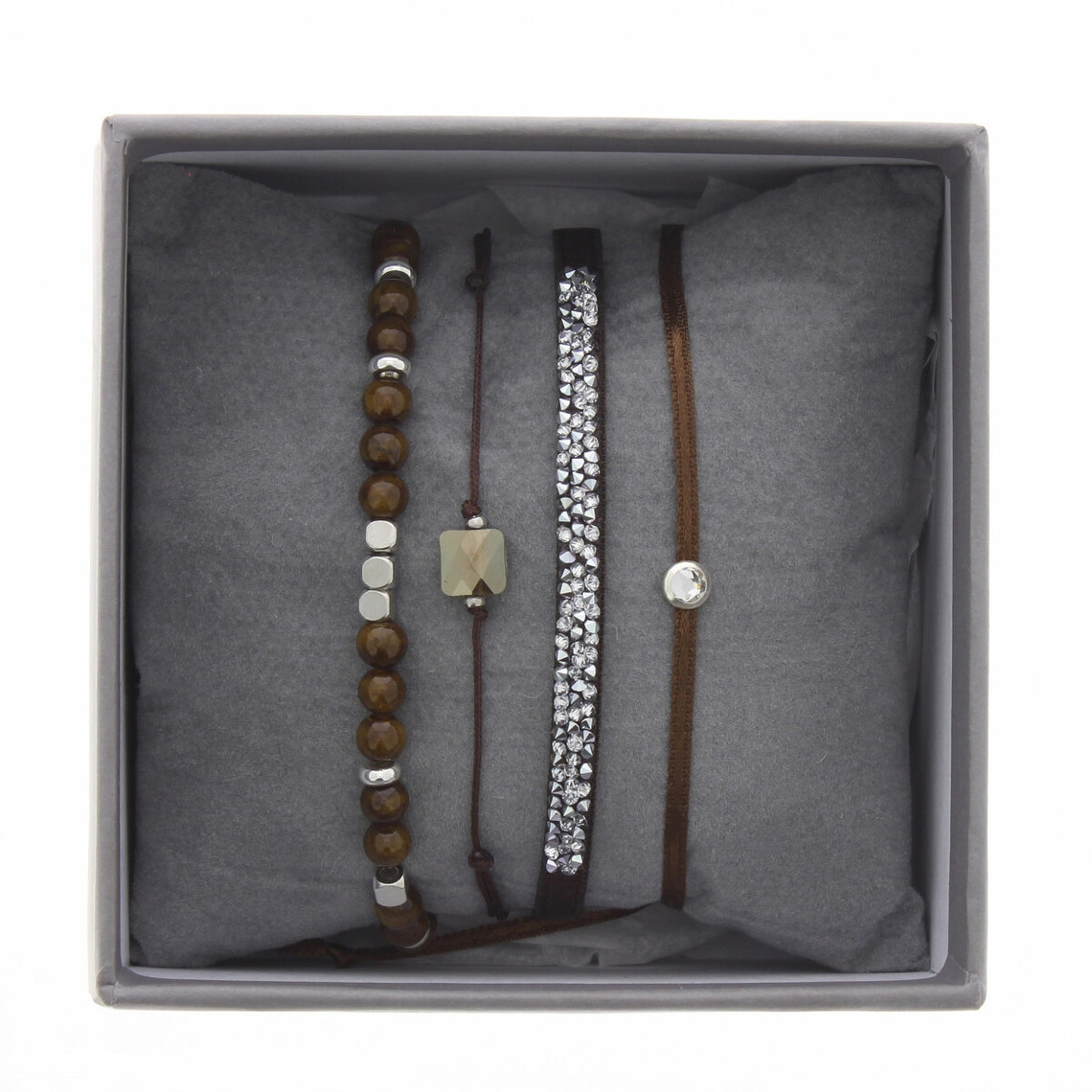 bracelet tissu marron cristaux swarovski a38625