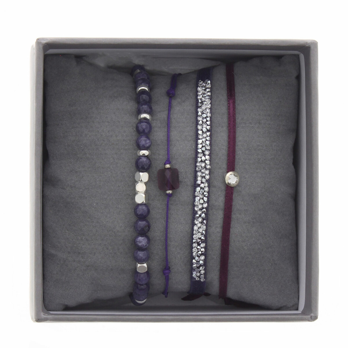 bracelet tissu violet cristaux swarovski a38641