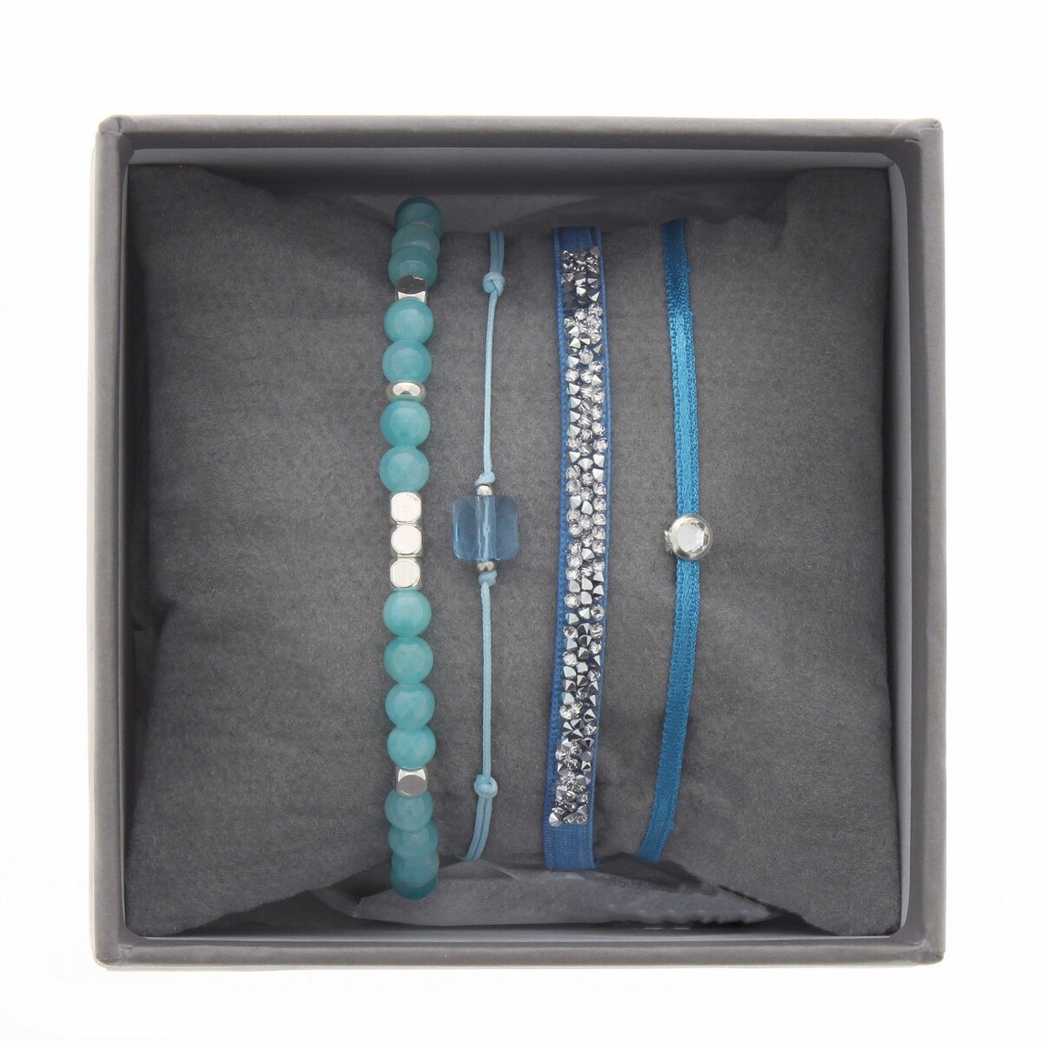 bracelet tissu turquoise cristaux swarovski a38646
