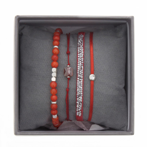 Les Interchangeables - Bracelet Tissu Orange Cristaux Swarovski A38647 - Bijoux de marque