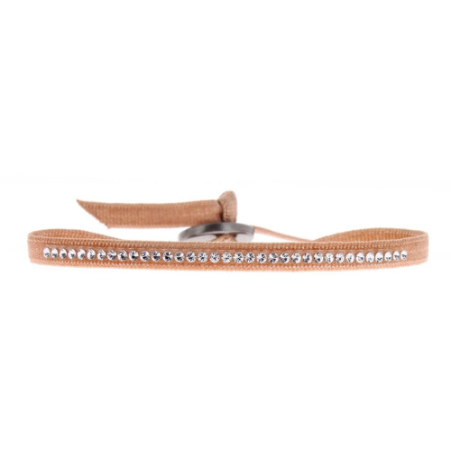 Les Interchangeables - Bracelet Tissu Beige Cristaux Swarovski A39577 - Bijoux tissu