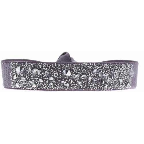 Les Interchangeables - Bracelet Tissu Violet Cristaux Swarovski A41129 - Bijoux de marque violet