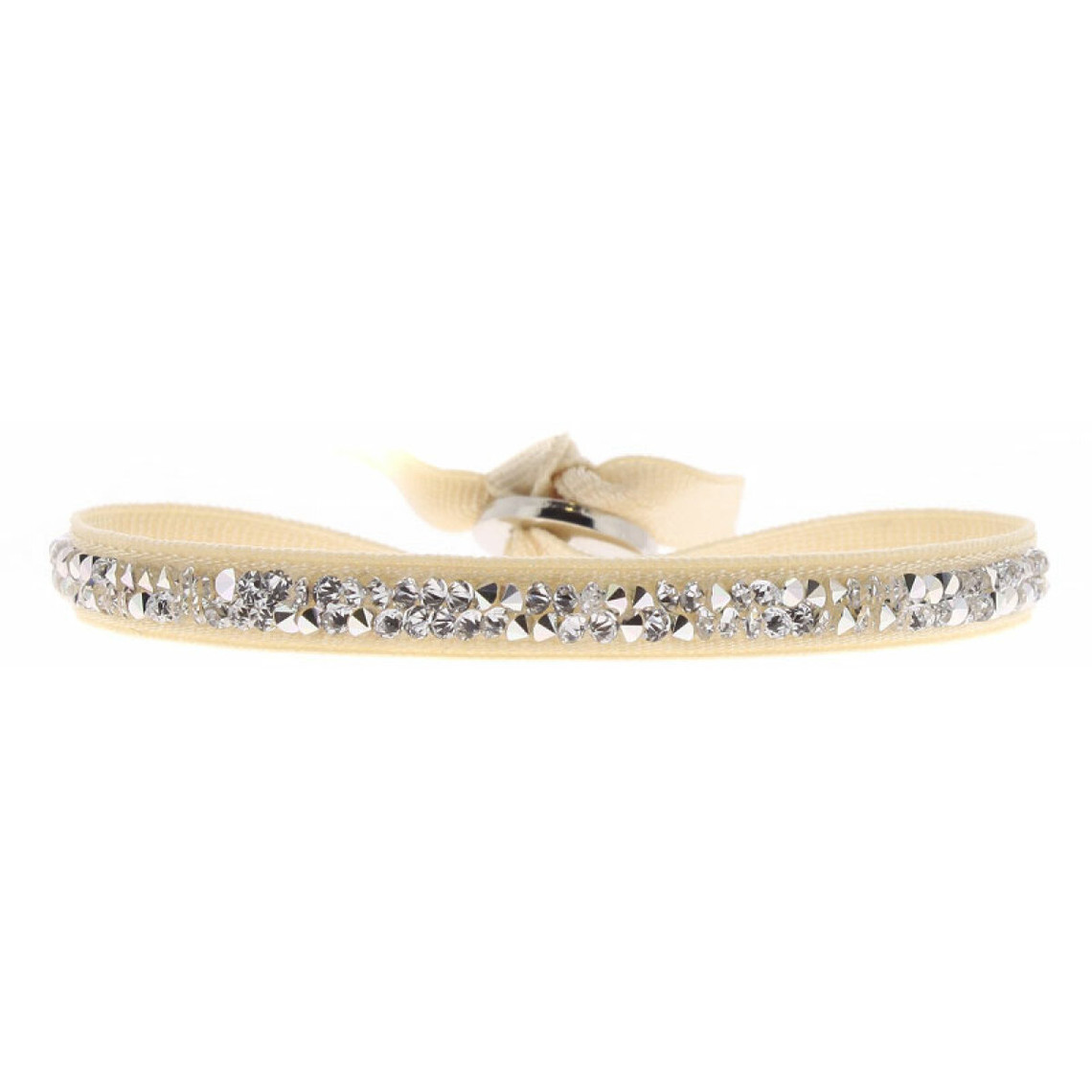 bracelet tissu beige cristaux swarovski a41159