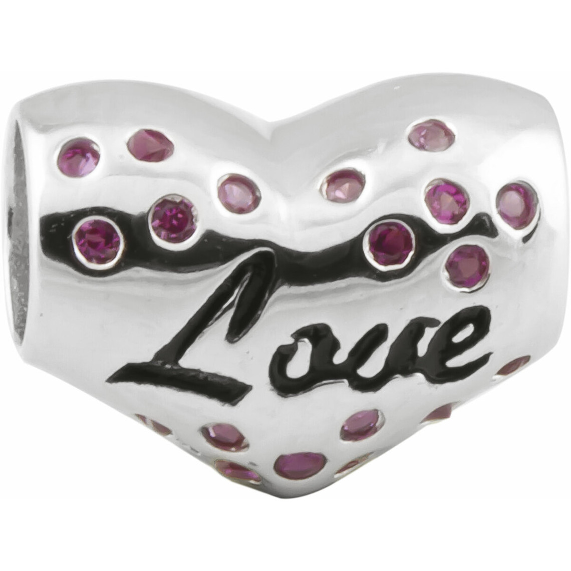 charms amore & baci 18304 - love enamel beads love heart acier rose femme