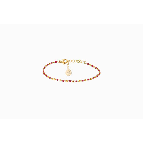 Clyda Bijoux Bracelet Naturelle Acier Doré 1 Rang Et Perles Miyuki Rouges BCLBR0069SDRO