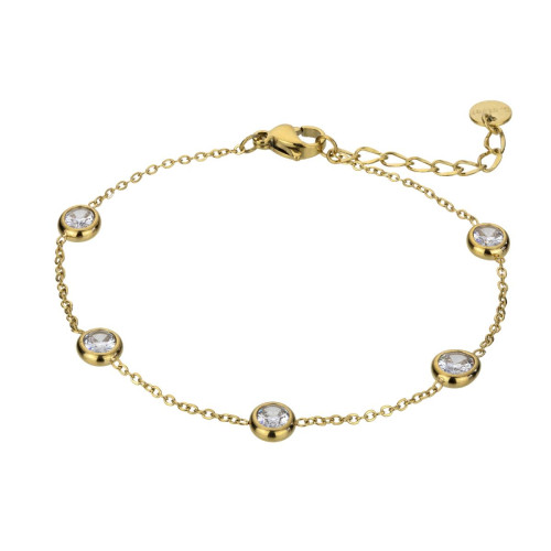 Emily Westwood Bijoux - Bracelet femme EWB23071G Acier Doré et Blanc - Promo bijoux charms 50 a 60