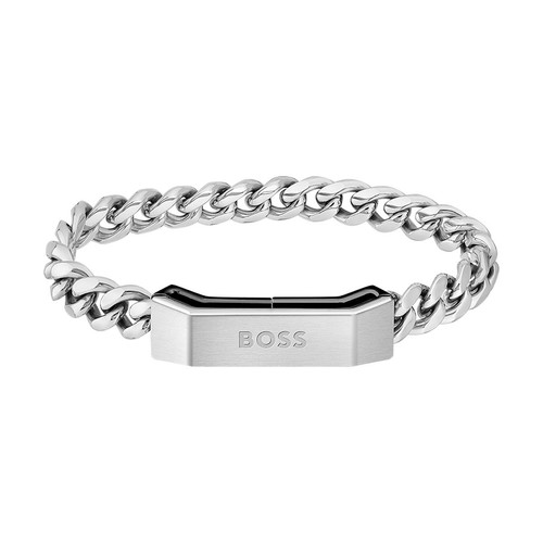 Boss - Bracelet Boss Homme en Acier Argenté - Promotions Bijoux Charms